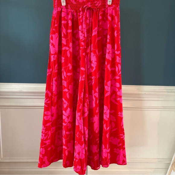 Floral Red ,pink Wide-Leg Pants vacation cruise wear - Picture 2 of 10